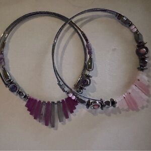 Chic 2 Hematite Pink and Purple Beaded Necklaces